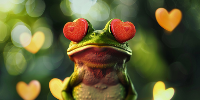 Ennek a békának szív alakú a pupillája