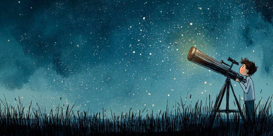 kispolgar_kid_looking_into_a_big_telescope_to_see_the_starry_ni_4b57e6b5-4f67-4f4f-9503-29e546b0a717
