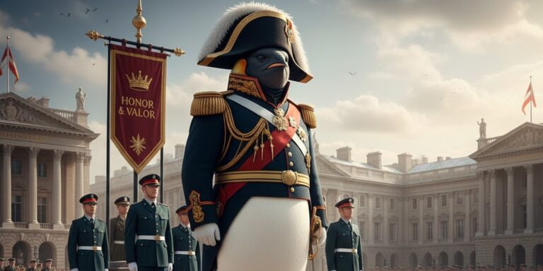 A norvég hadsereg egyik dandártábornoka egy pingvin